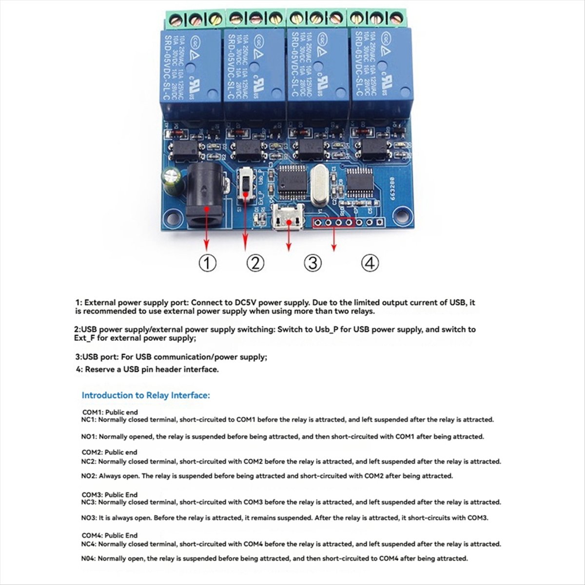 Moduł przekaźnikowy USB AT42 4 – Relay Module 4 Channel recenzja i cena